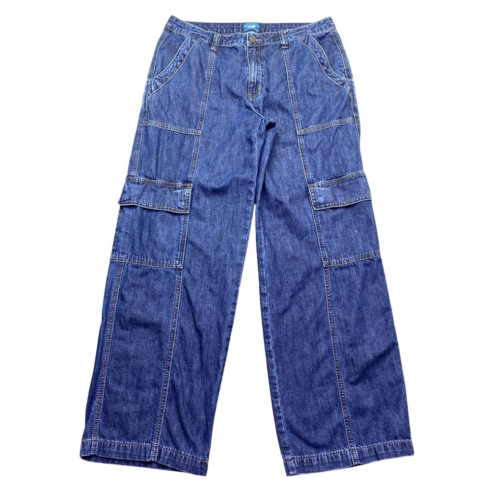 Jag Jeans Women 8 Lightweight Cargo Pant Denim Blue Wide Leg Utility Skater